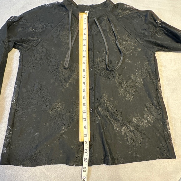 Black Floral Lace Blouse Women's Large Whimsigoth Fairy Goth Romantic Grunge - Picture 3 of 9